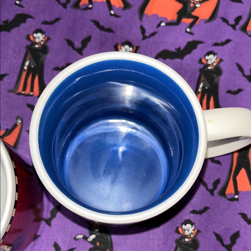 6 Rooster Themed Ceramic Set of 6 Mugs- Red and Blue - Picture 2 of 5